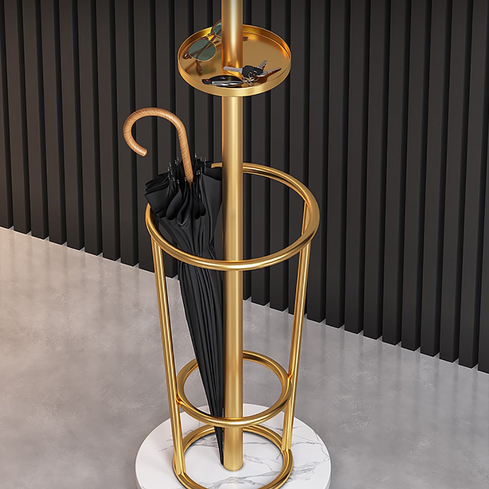 Modern Coat Rack with Umbrella Stand in Metal & Marble window image