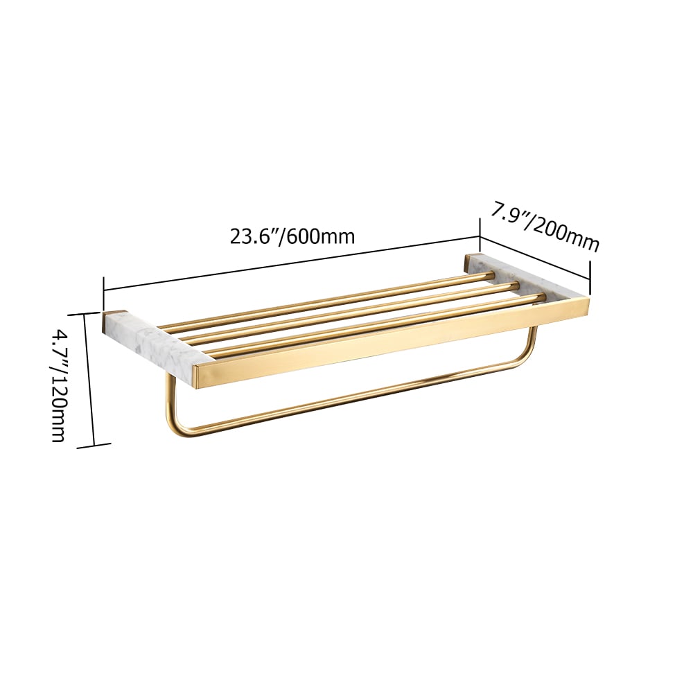 600mm Modern Bathroom Shelf with Brass Towel Rack window image