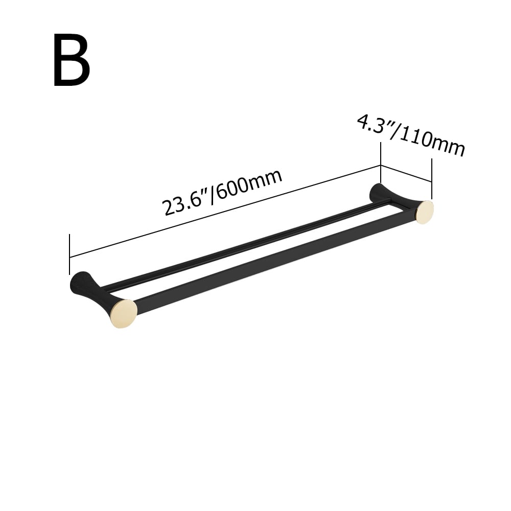 Toallero minimalista moderno de cobre de 2 rieles para baño Imagen de ventana