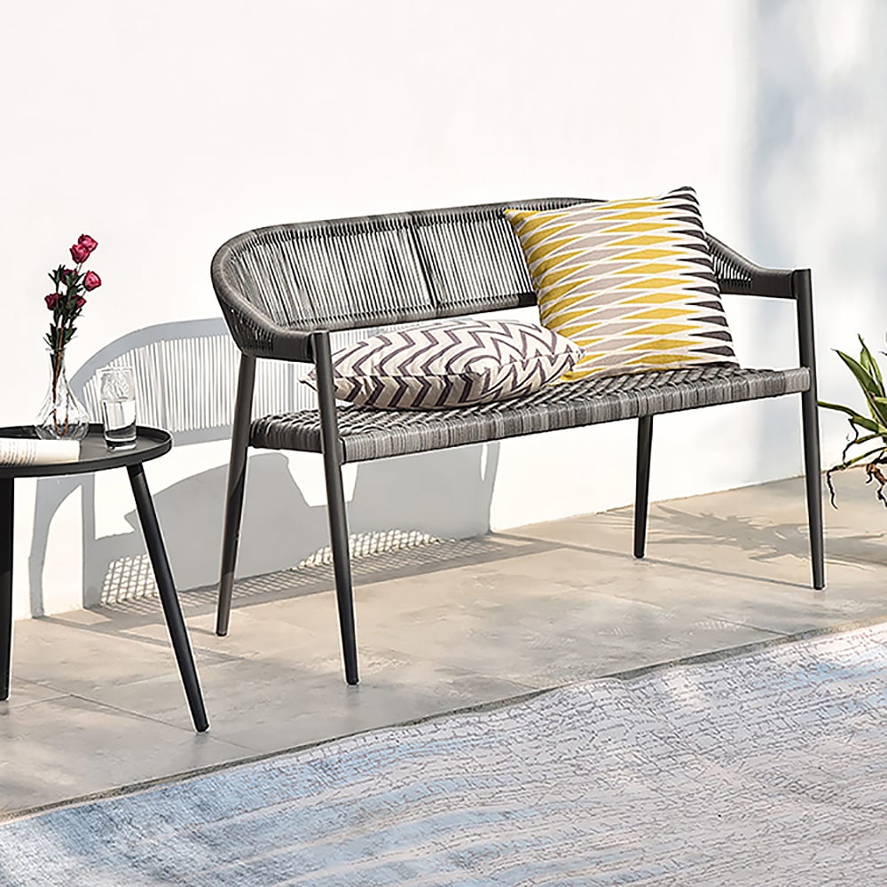 Rattan Woven Outdoor Loveseat with Aluminum Frame window image