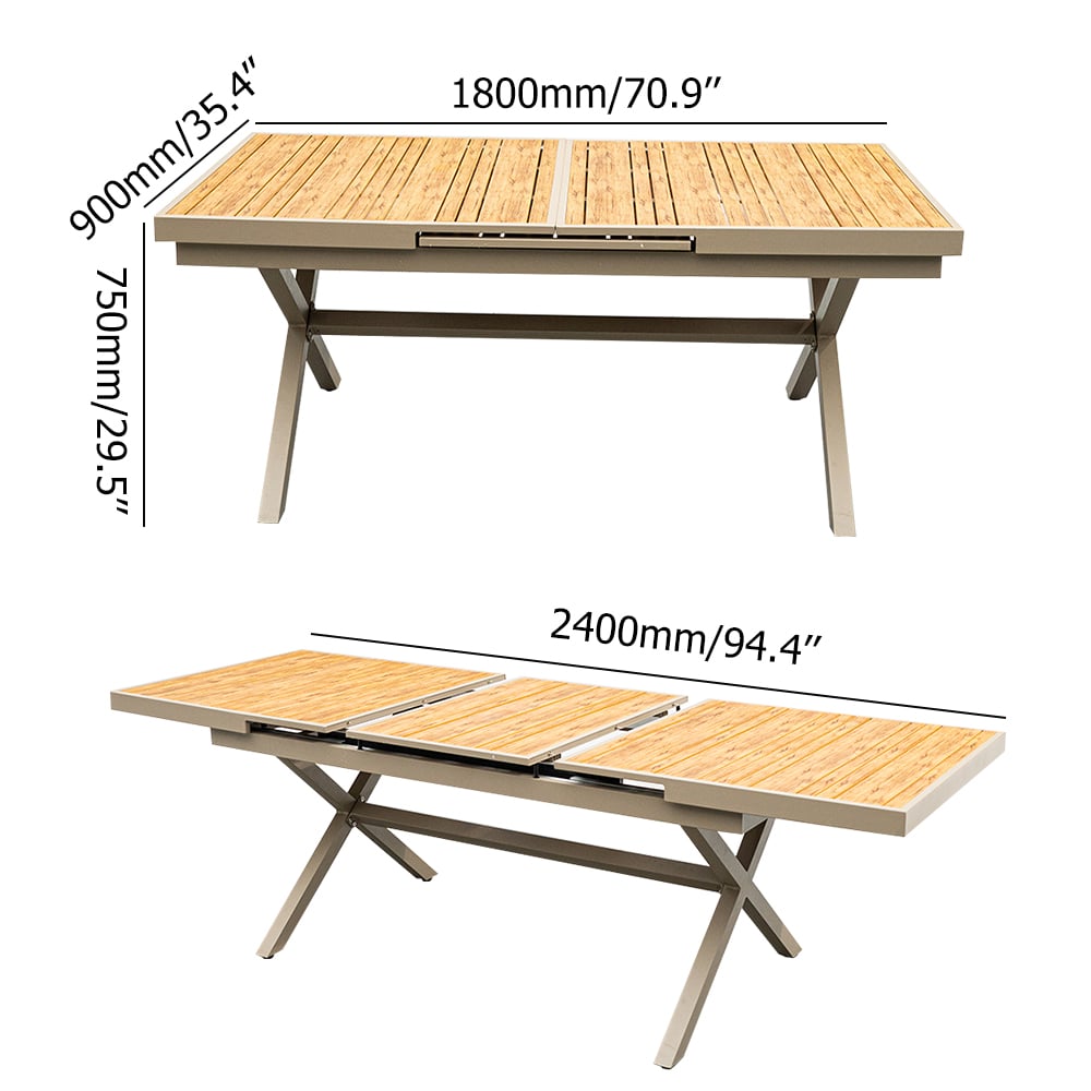7-Pieces Outdoor Dining Set with Extendable Table and 6 Side Chairs window image