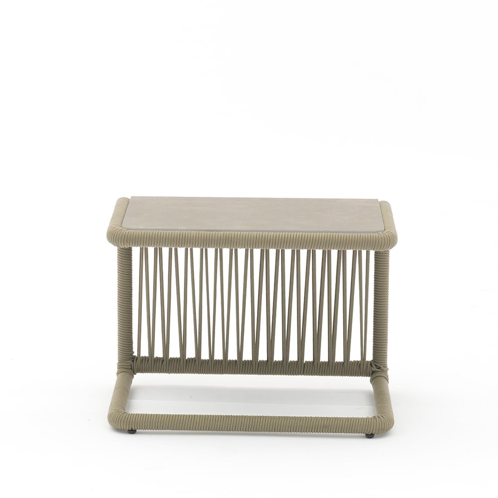 Rattan Woven Square Patio End Table with Glass-top window image