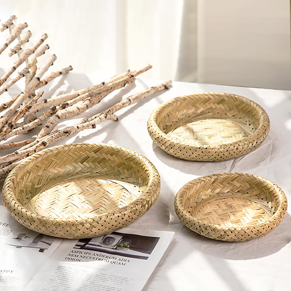 Rustic Modern Straw-Plaited Desk Organizer in Bamboo window image