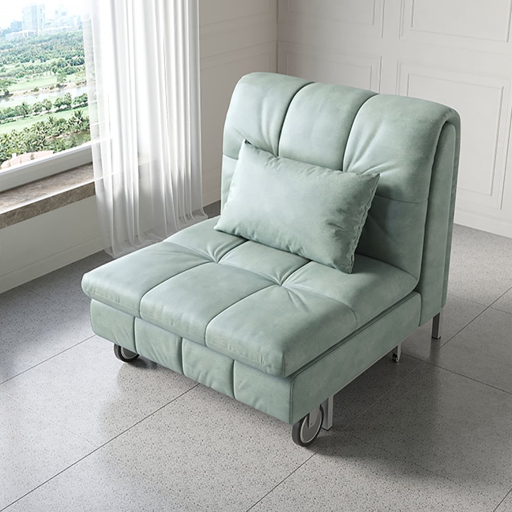 31.5" Cotton&Linen Upholstered Full Sleeper Sofa Bed Lounge Chair in Light Green window image