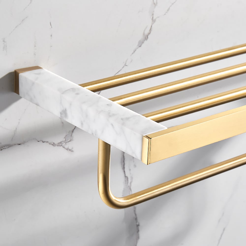 600mm Modern Bathroom Shelf with Brass Towel Rack window image