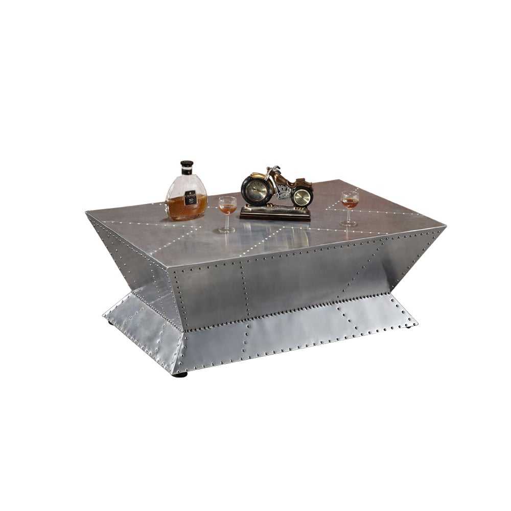 Industrial Aluminum Coffee Table in MDF Rectangular Accent Table  window image