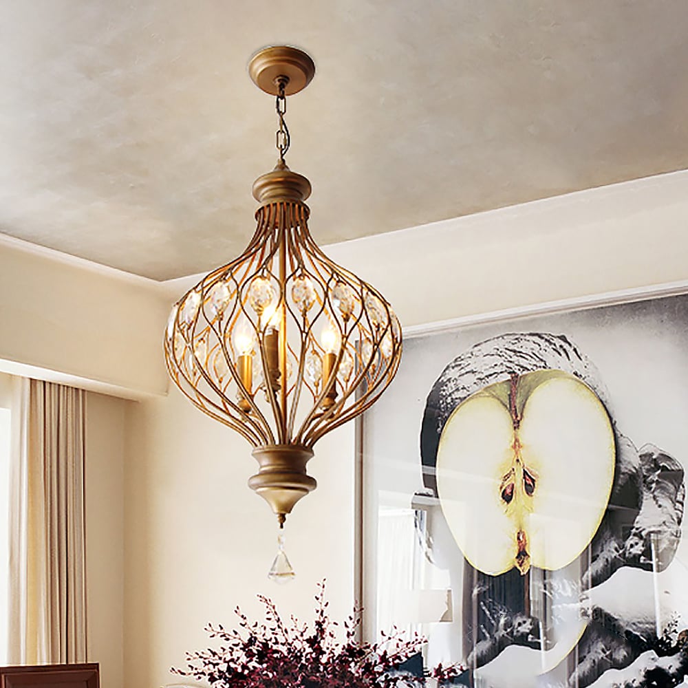 Rural Crystal Retro Simple Iron Lantern Pendant Light window image