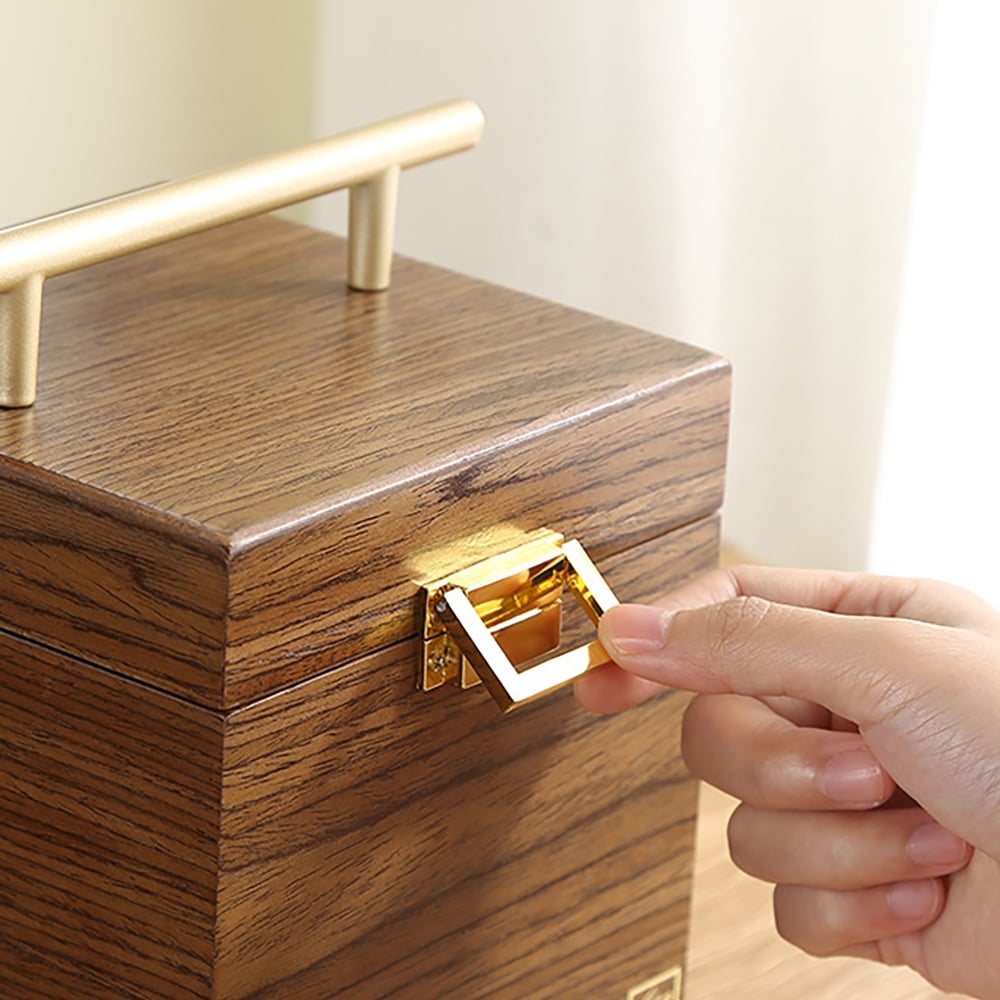 3-Tier Square Jewelry Box Lockable Jewelry Case with Handle&Mirror window image