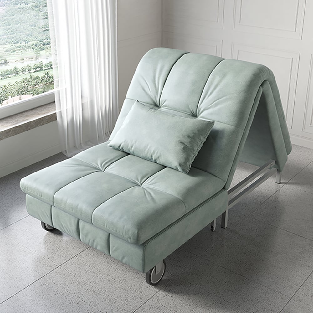 31.5" Cotton&Linen Upholstered Full Sleeper Sofa Bed Lounge Chair in Light Green window image