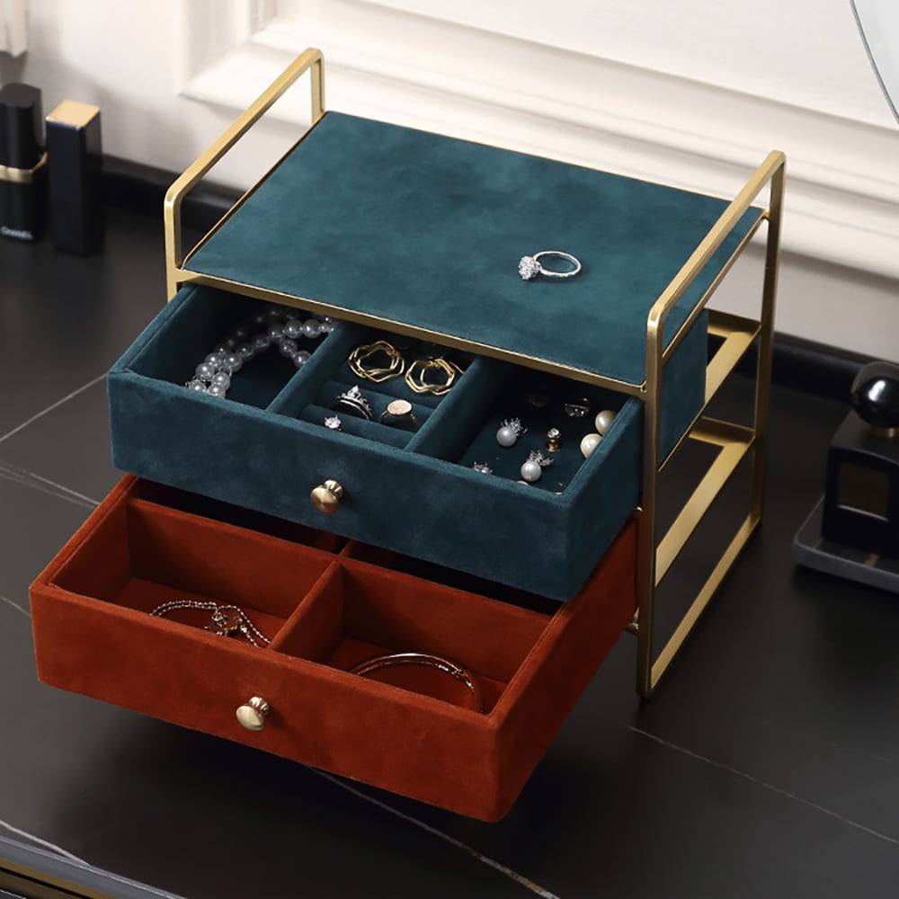 Modern Jewelry Box Desk Organizer with Double Drawers window image