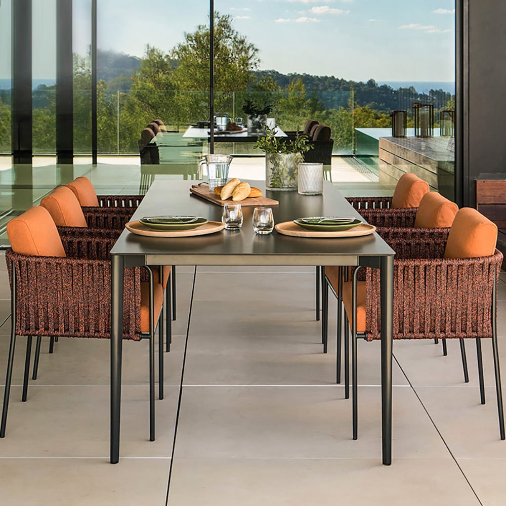7-Pieces Outdoor Dining Set with Glass Top Table and Rope Woven Chairs window image