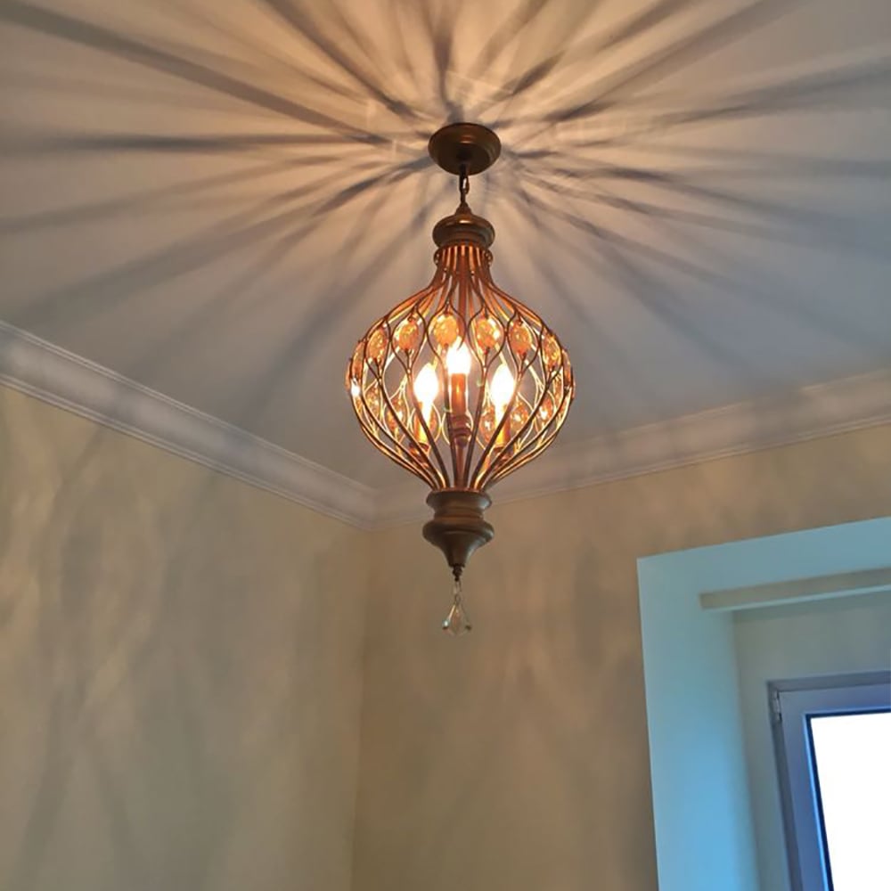 Rural Crystal Retro Simple Iron Lantern Pendant Light window image