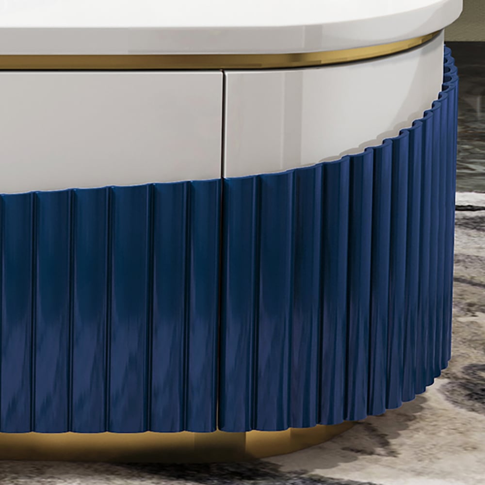 Modern Coffee Table with Storage Marble Top & Wood Doors window image