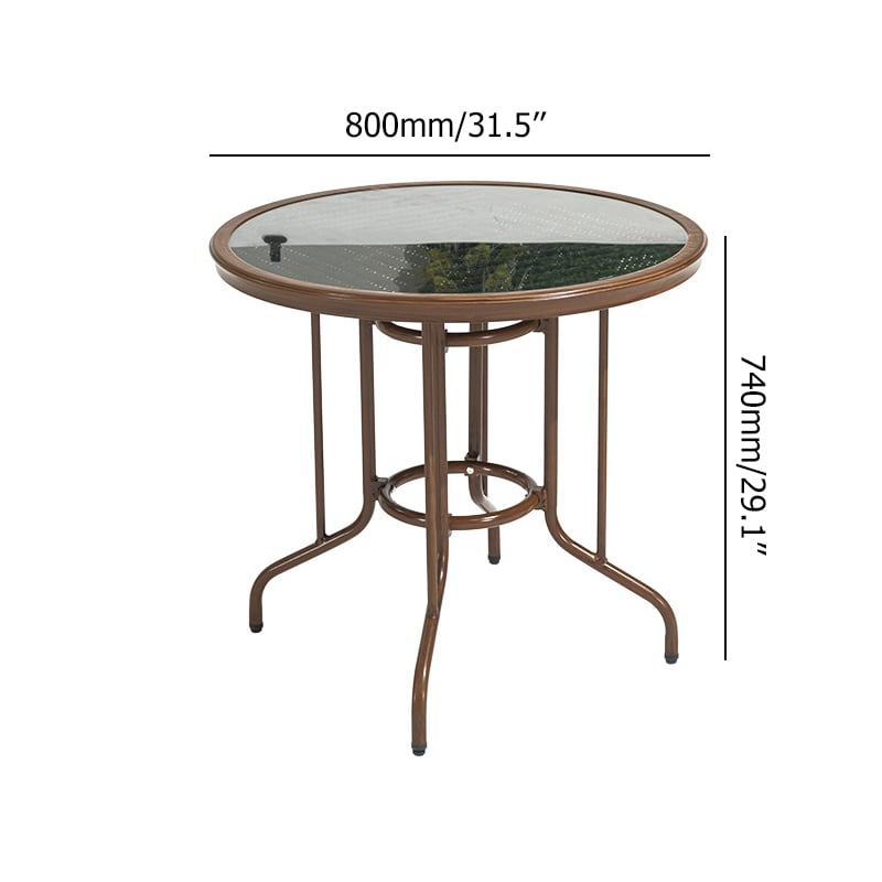 5-Pieces Rattan Patio Dining Set with Glass-top Trestle Table and 4 Rattan Armchair window image