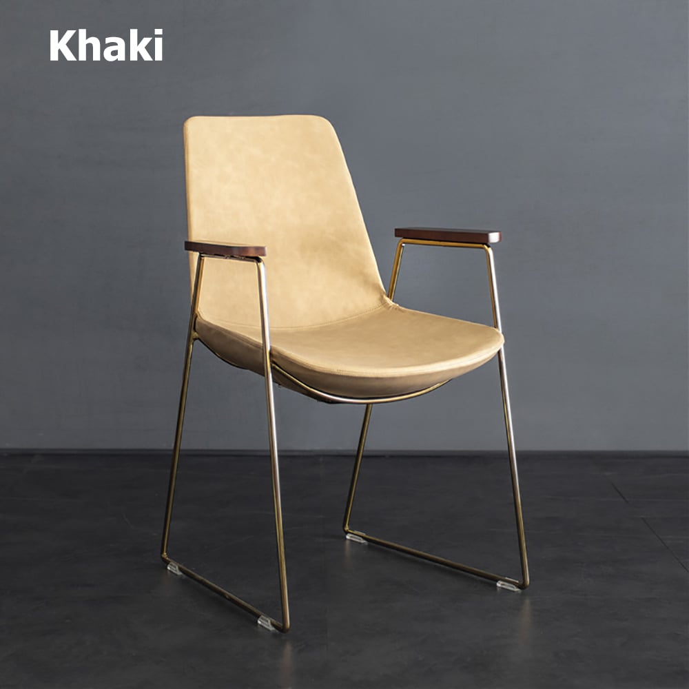 Contemporary Dining Chair PU Leather Upholstered with Gold Legs window image