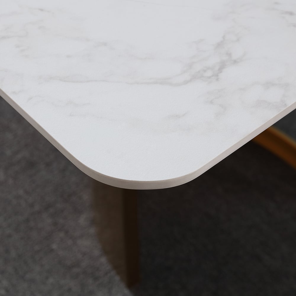 70.9" Modern Dining Table Rectangle Sintered Stone Top & Titanium Base window image