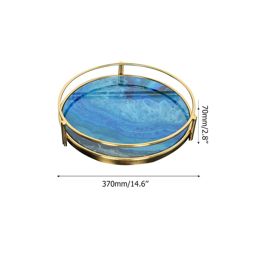 Modern Round Tray Desk Organizer in Metal&Glass window image