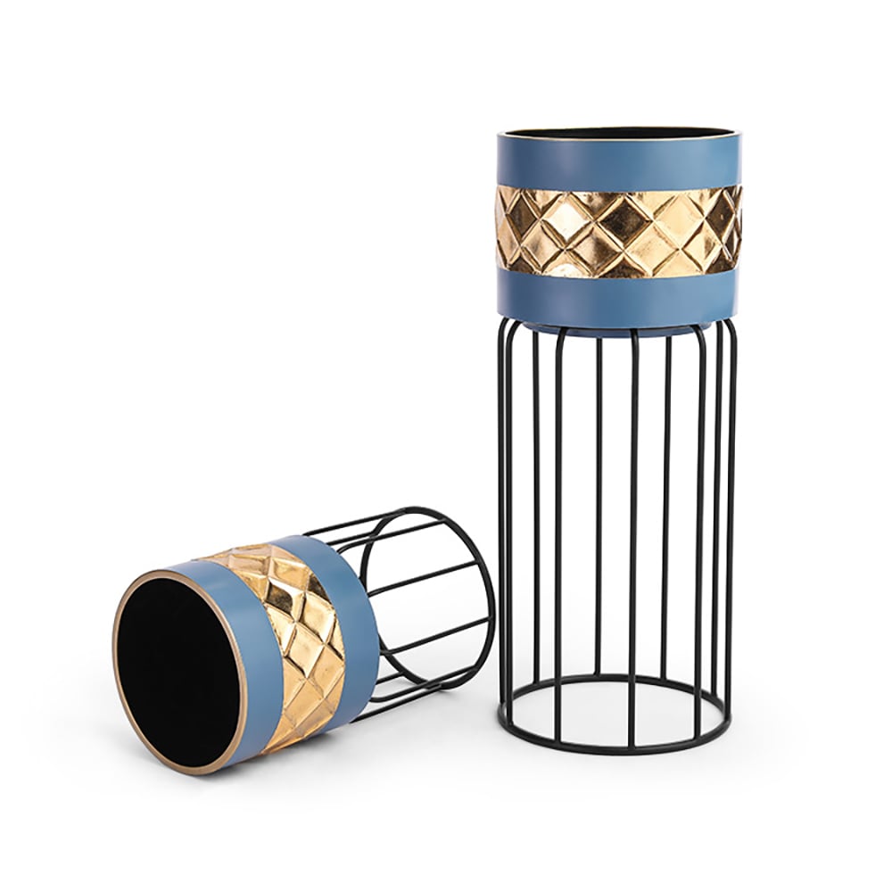 4 Pieces Bohemia Plant Stand Round Plant Pot in Metal Indoor&Outdoor window image