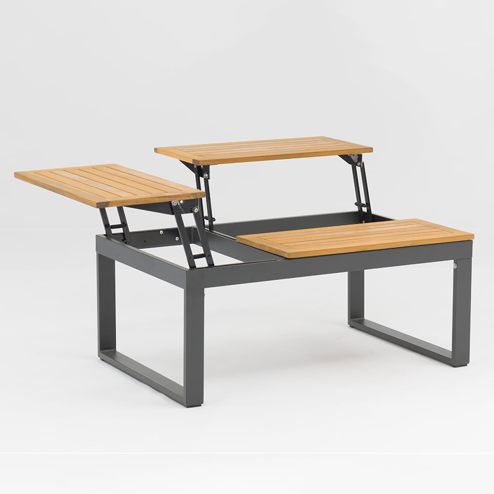 Extendable Rectangle Outdoor Coffee Table with Wood-top window image