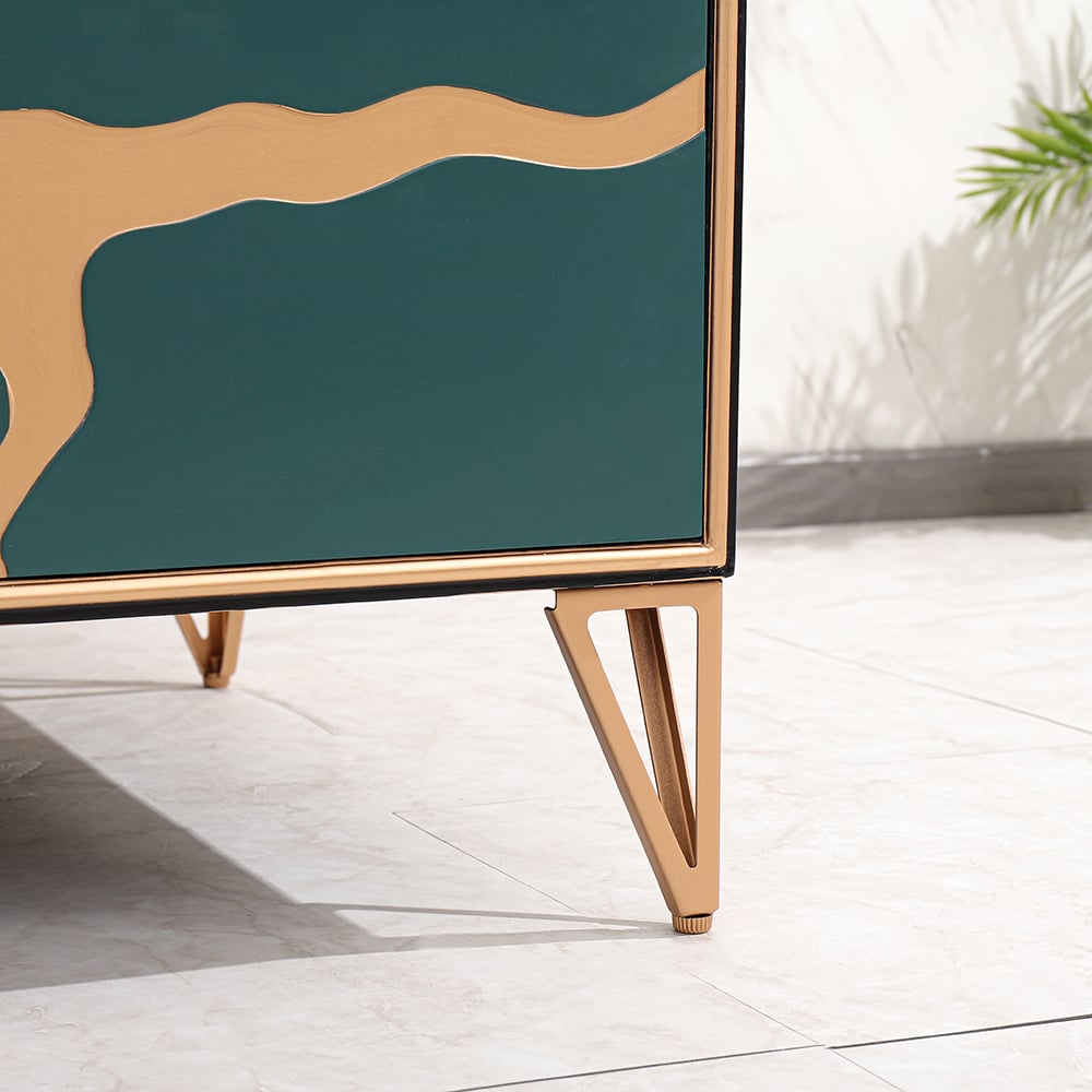 Black Contemporary Coffee Table with Drawers in MDF & Metal window image