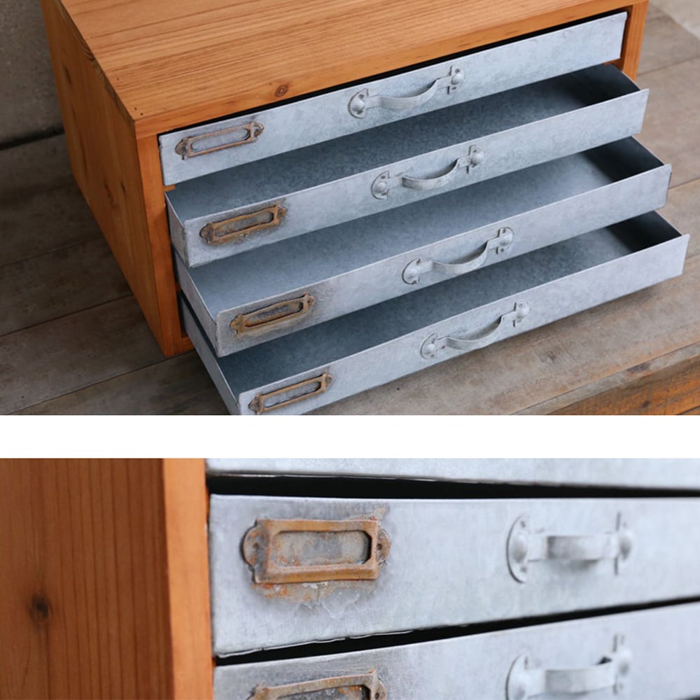 Vintage Desktop Organizer File Storage Box with 4 Drawers window image