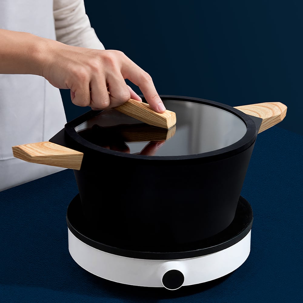 Aluminium soeppan met antiaanbaklaag verticale soeppan Vensterafbeelding