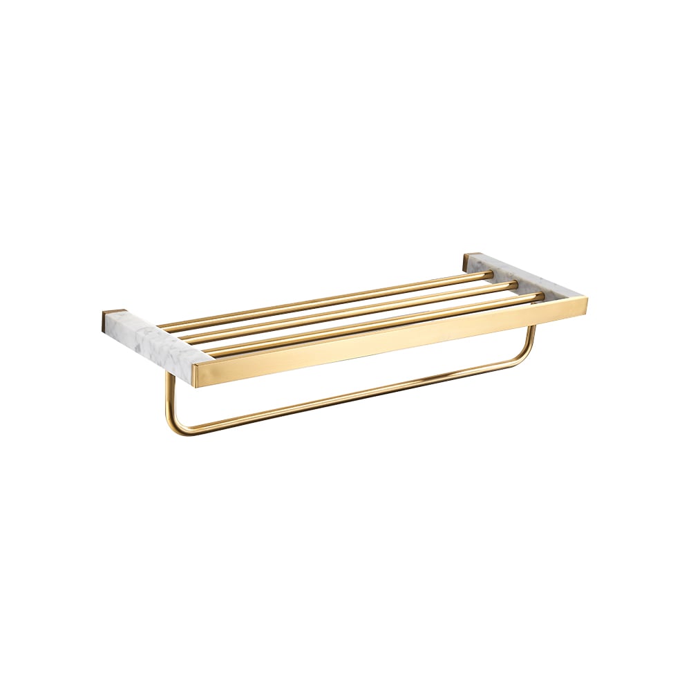 600mm Modern Bathroom Shelf with Brass Towel Rack window image