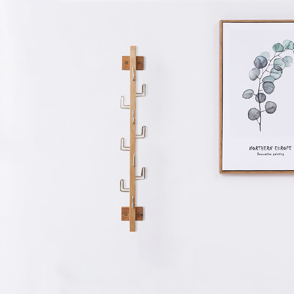Rustic Wall-Mounted Coat Rack Coat Hook in Natural 10 Hook window image