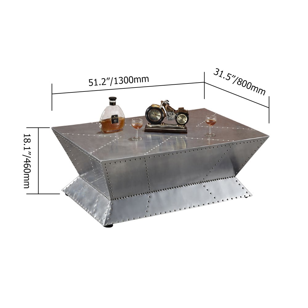 Industrial Aluminum Coffee Table in MDF Rectangular Accent Table  window image