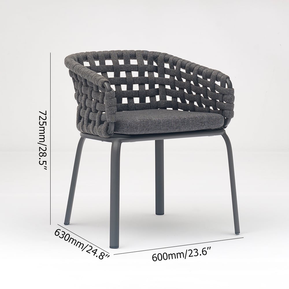 7-Pieces Outdoor Dining Set with Rope Woven Chairs and Glass-top Table window image