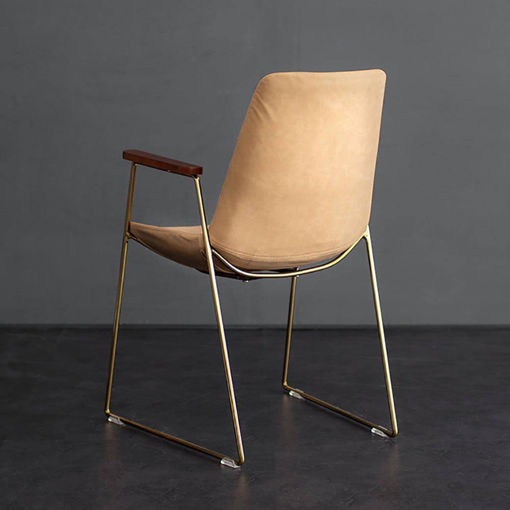 Contemporary Dining Chair PU Leather Upholstered with Gold Legs window image