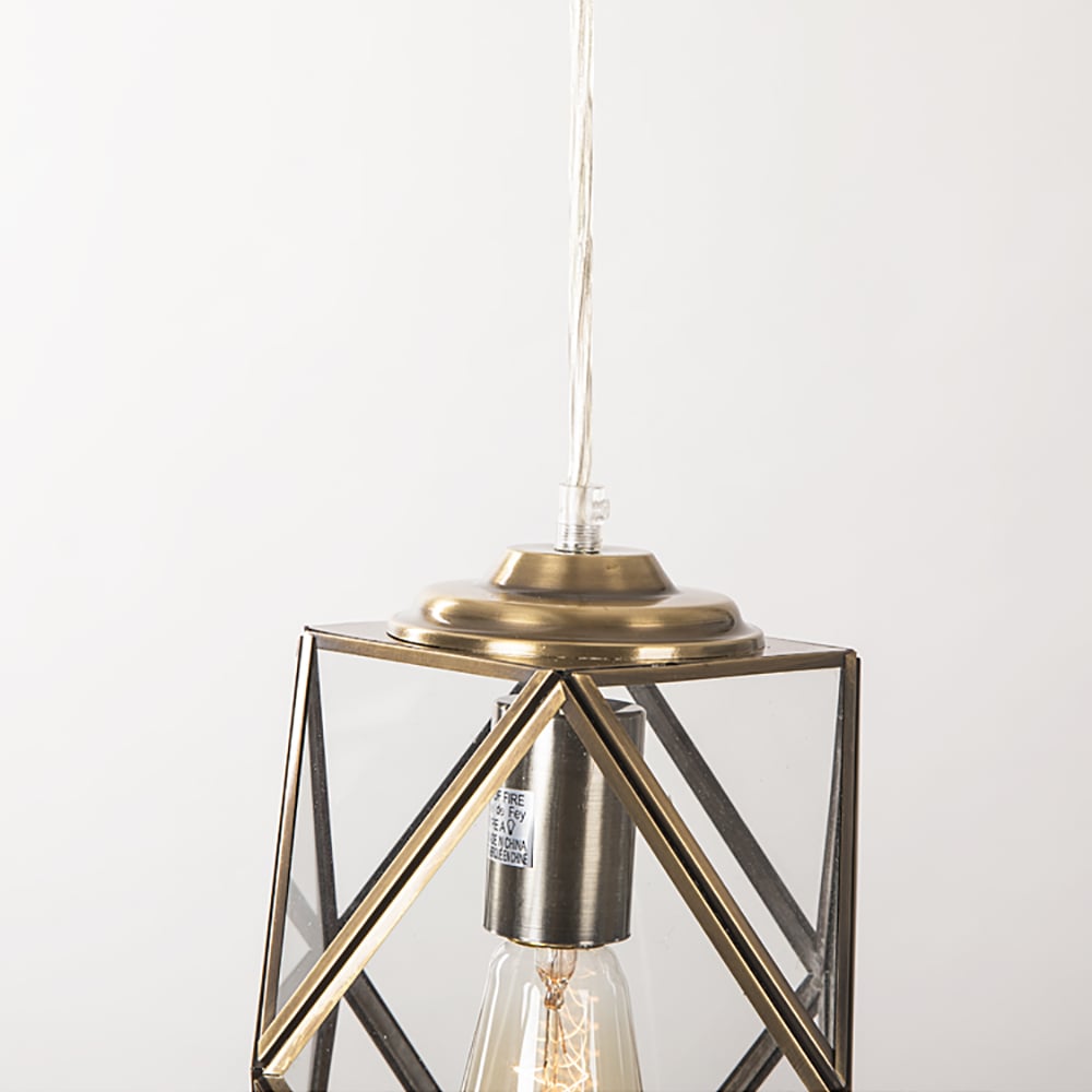 Retro Single Head Balcony Full Copper Glass Chandelier window image