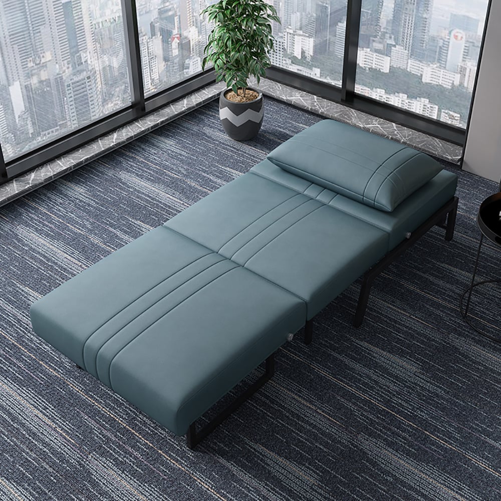 860mm Modern Full Sleeper Sofa Leath-Aire Armless Sofa Bed in Blue window image