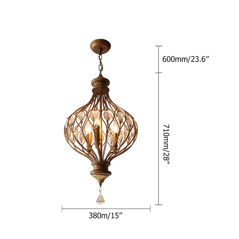 Rural Crystal Retro Simple Iron Lantern Pendant Light window image