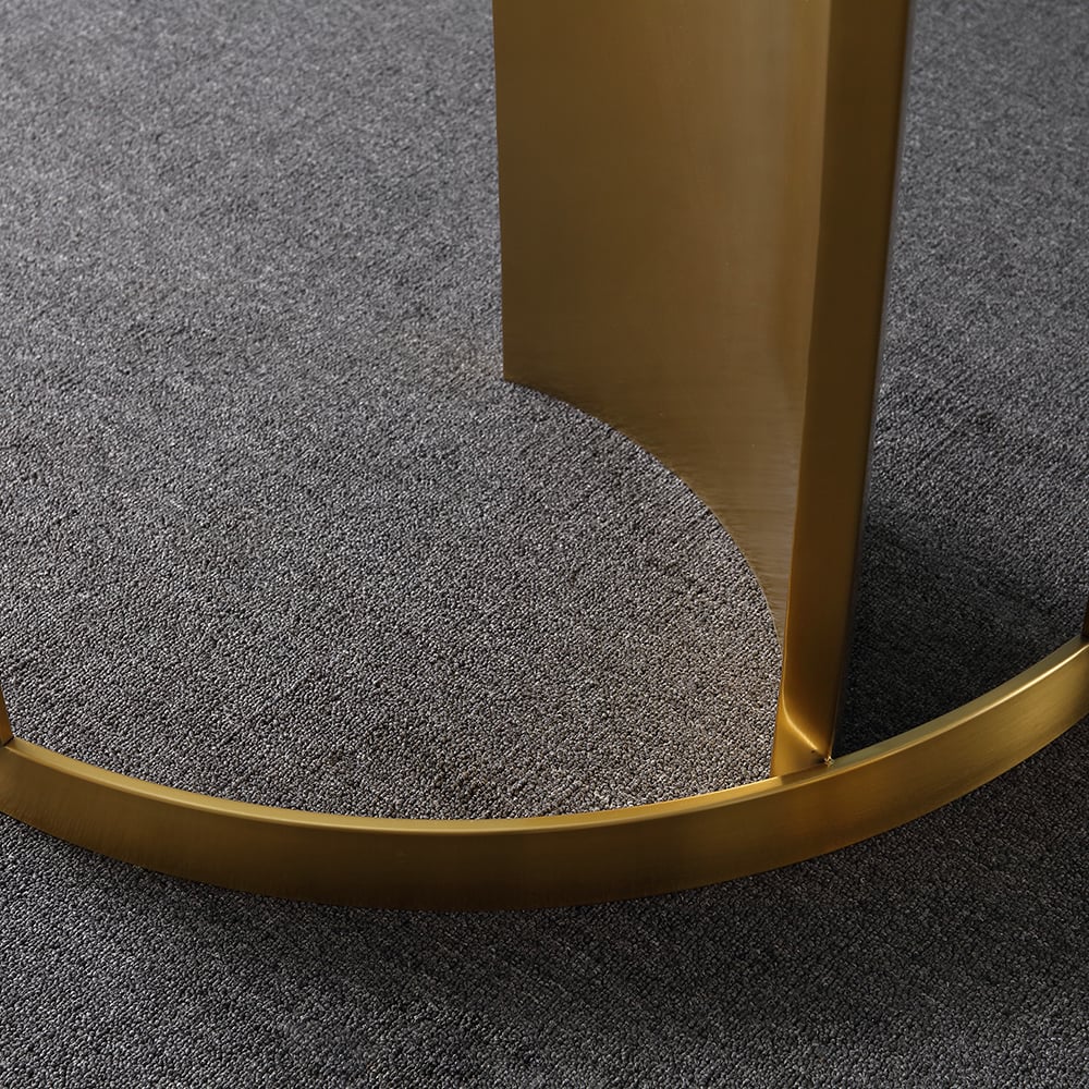 70.9" Modern Dining Table Rectangle Sintered Stone Top & Titanium Base window image