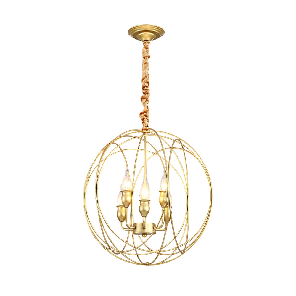 Simple And Personalized Golden Ball Round Wrought Iron Chandelier window image