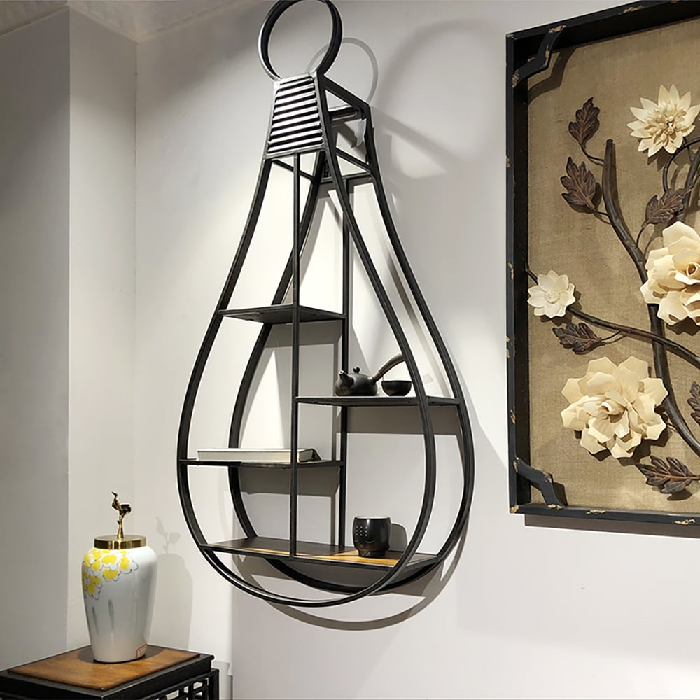 Metal Floating Shelves Chinese Style Pipa-Shaped Shelf window image