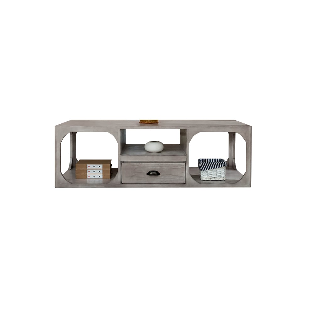Rustic Coffee Table with Storage Natural Rectangle Wood & Metal window image
