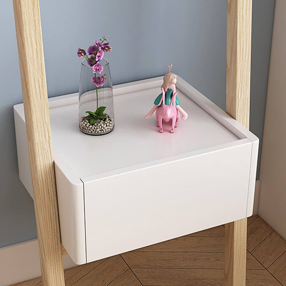 Simple Ladder Bookcase Corner Shelves with Drawer & Cross-Bar window image