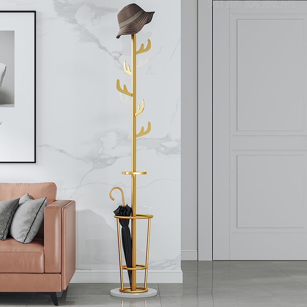 Modern Coat Rack with Umbrella Stand in Metal & Marble window image
