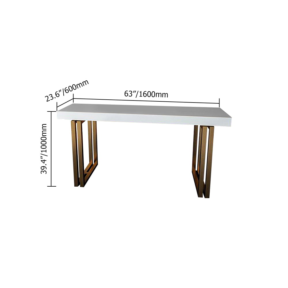 Modern White Bar Table Wood Top & Metal Base Pub Table window image