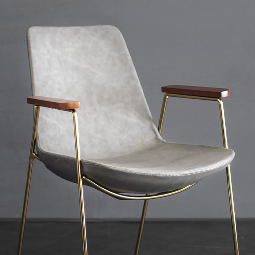 Contemporary Dining Chair PU Leather Upholstered with Gold Legs window image