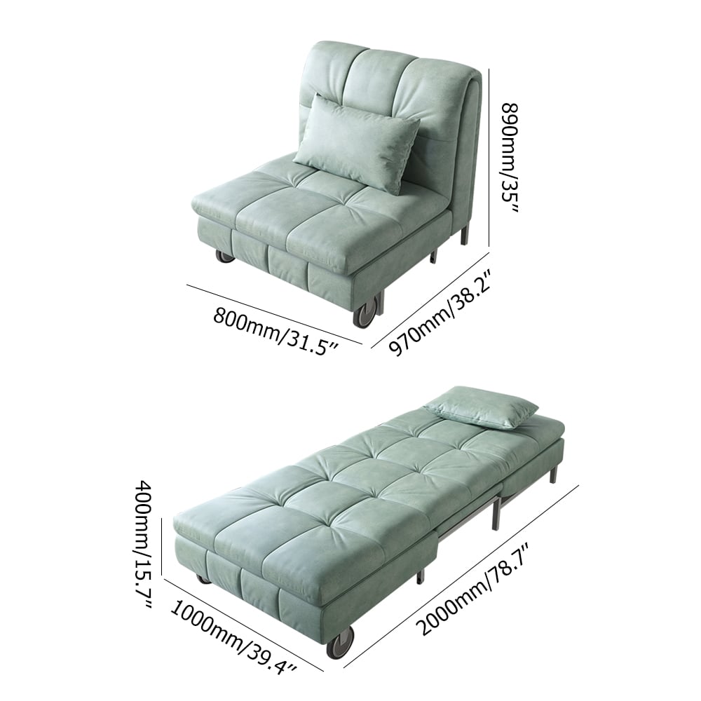 31.5" Cotton&Linen Upholstered Full Sleeper Sofa Bed Lounge Chair in Light Green window image