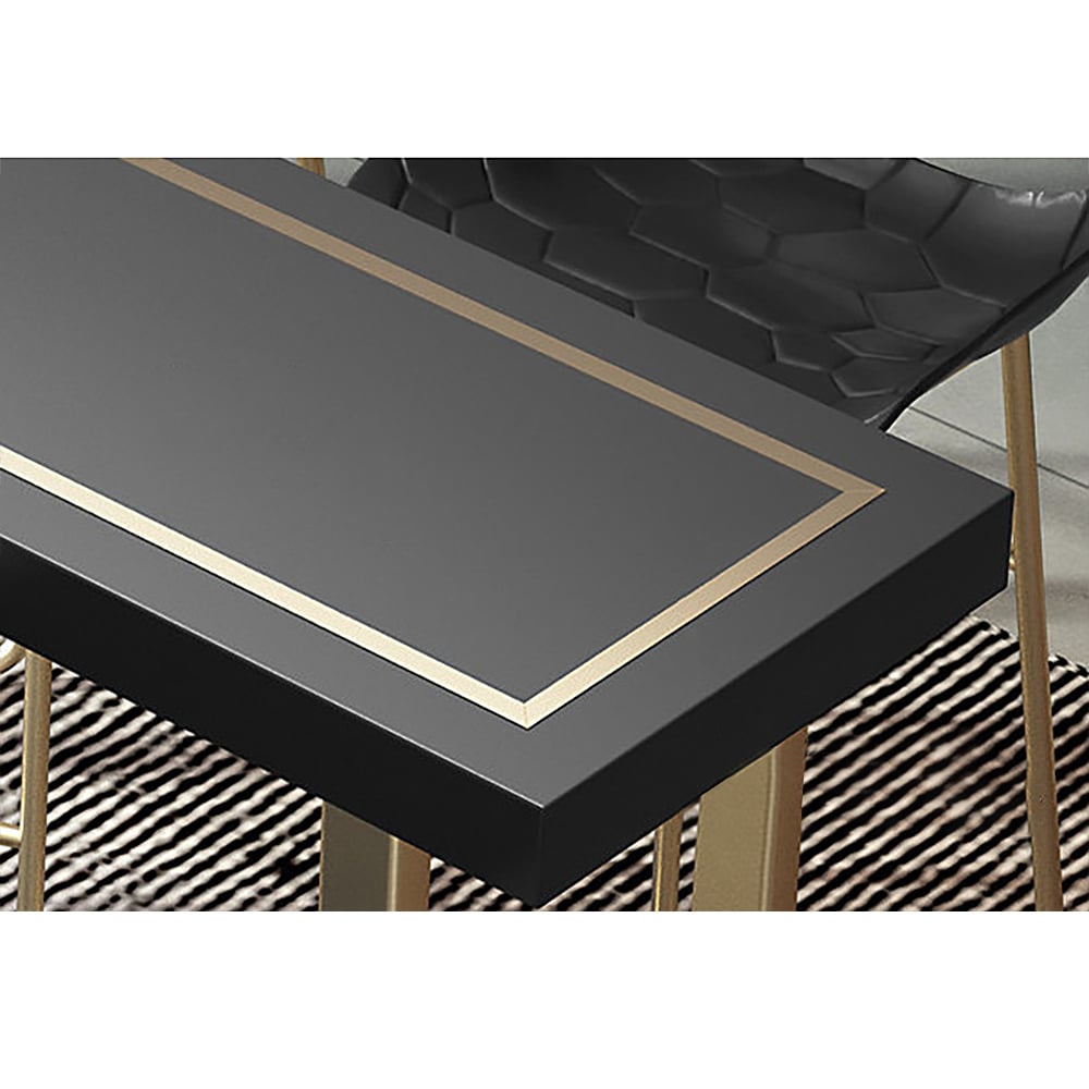 1600mm Modern  Rectangular Black Wooden Bar Table Metal in Gold window image