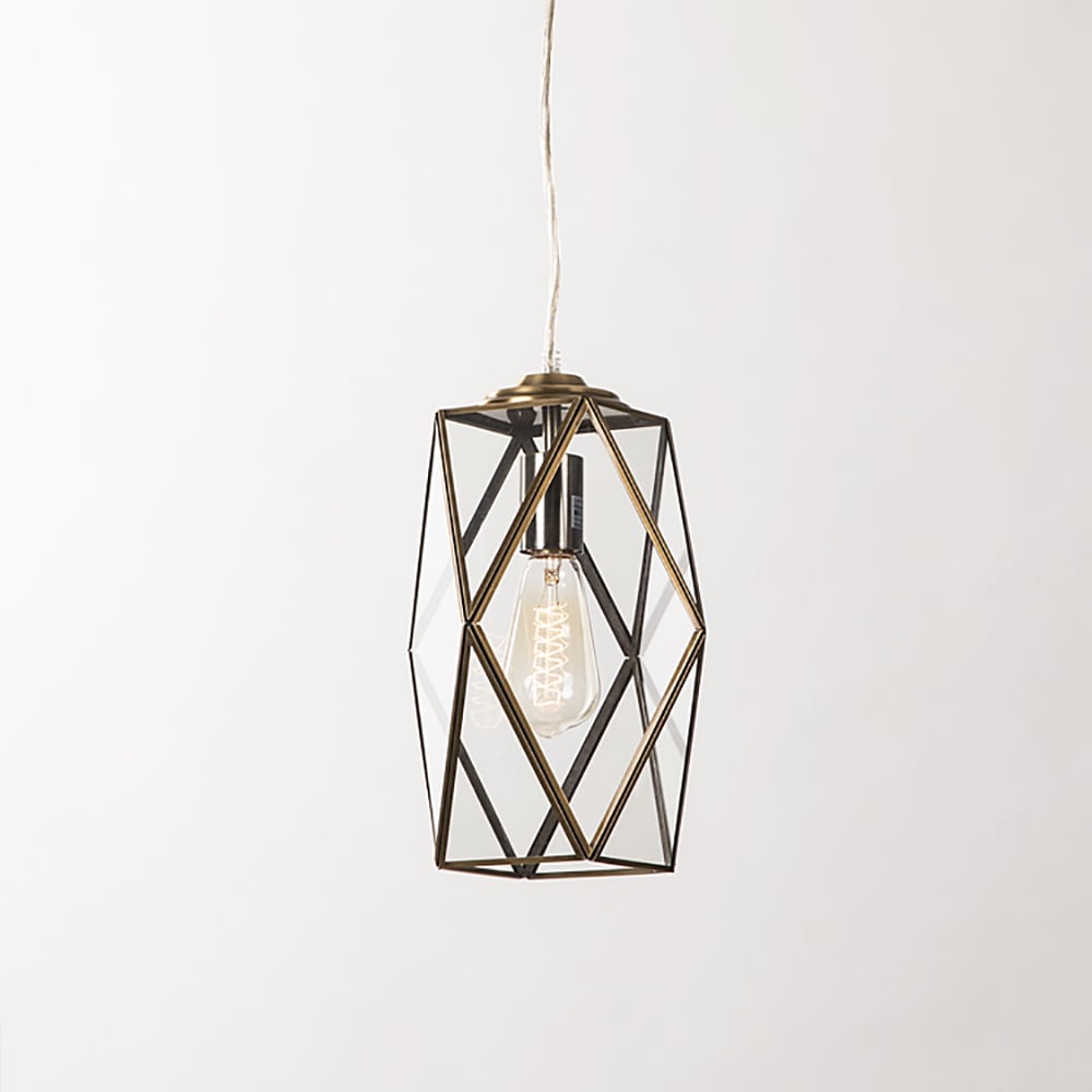 Retro Single Head Balcony Full Copper Glass Chandelier window image