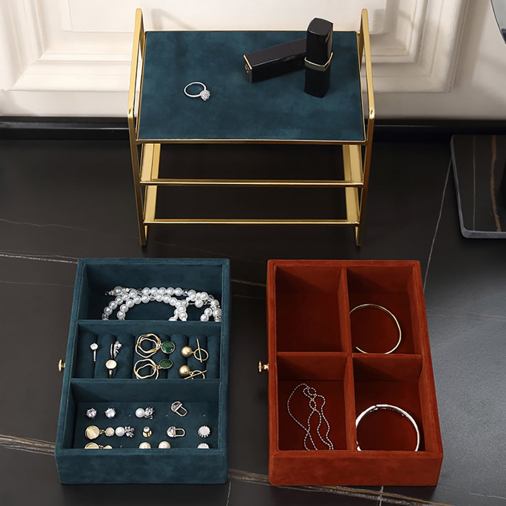 Modern Jewelry Box Desk Organizer with Double Drawers window image