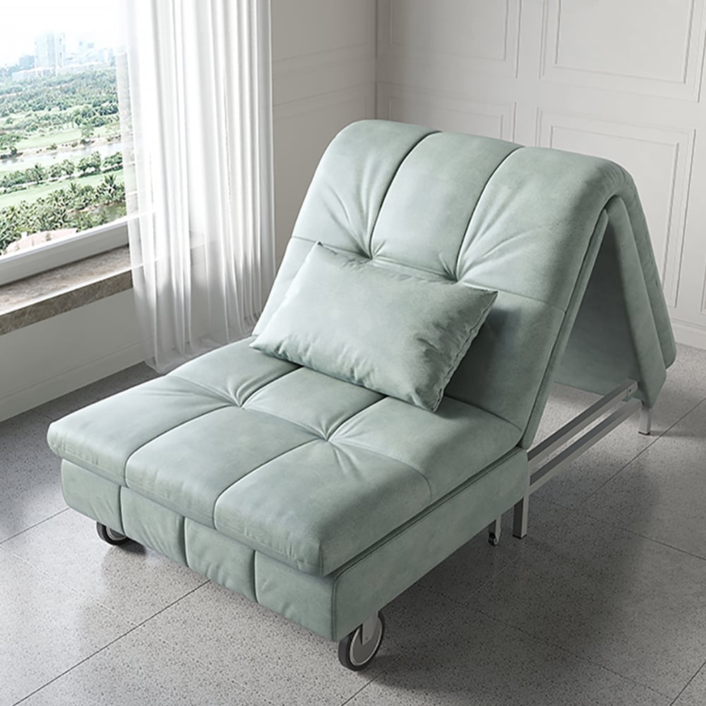 31.5" Cotton&Linen Upholstered Full Sleeper Sofa Bed Lounge Chair in Light Green window image