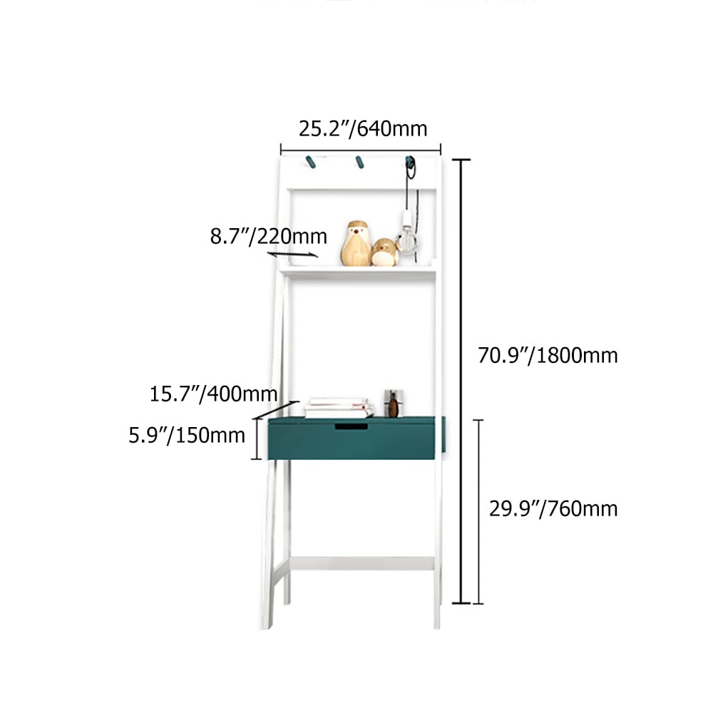 Modern Makeup Table with Shelving&Mirror&Hooks window image