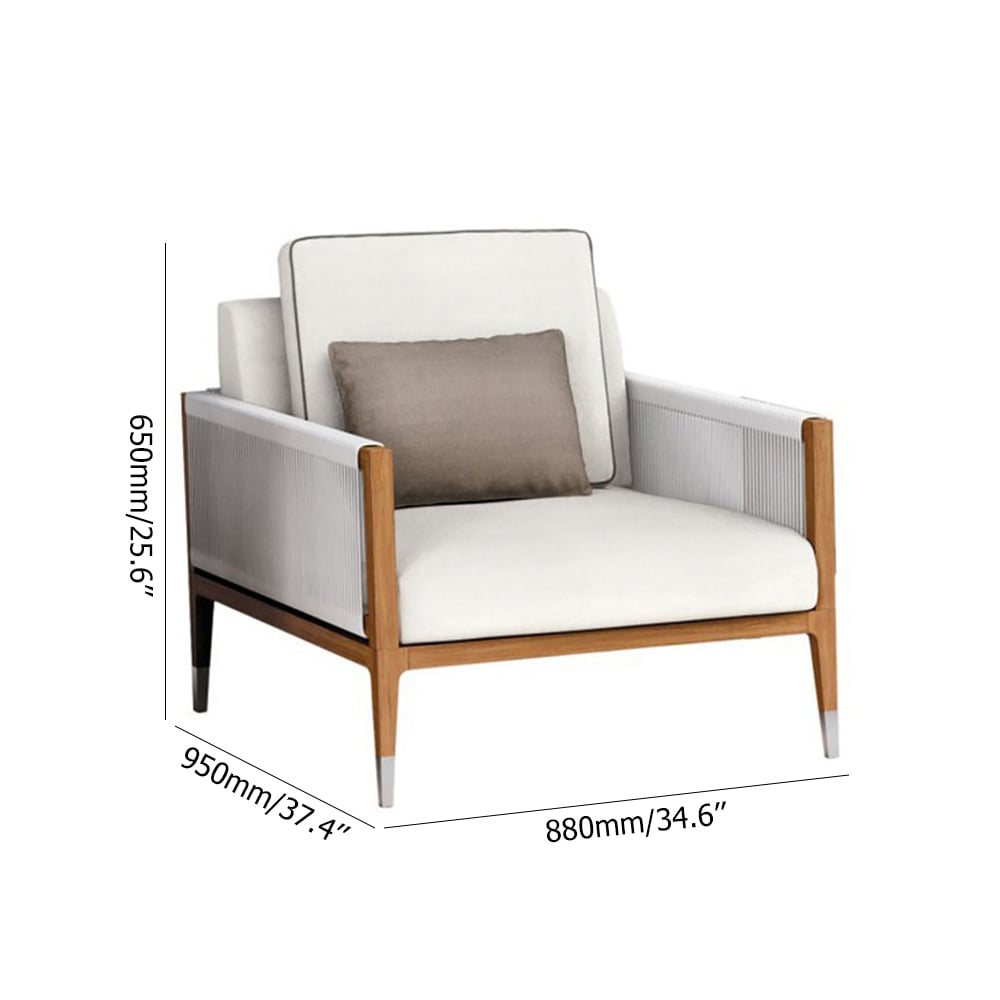 White Woven Rope Outdoor Armchair with  Polyester Pillow Cushion window image