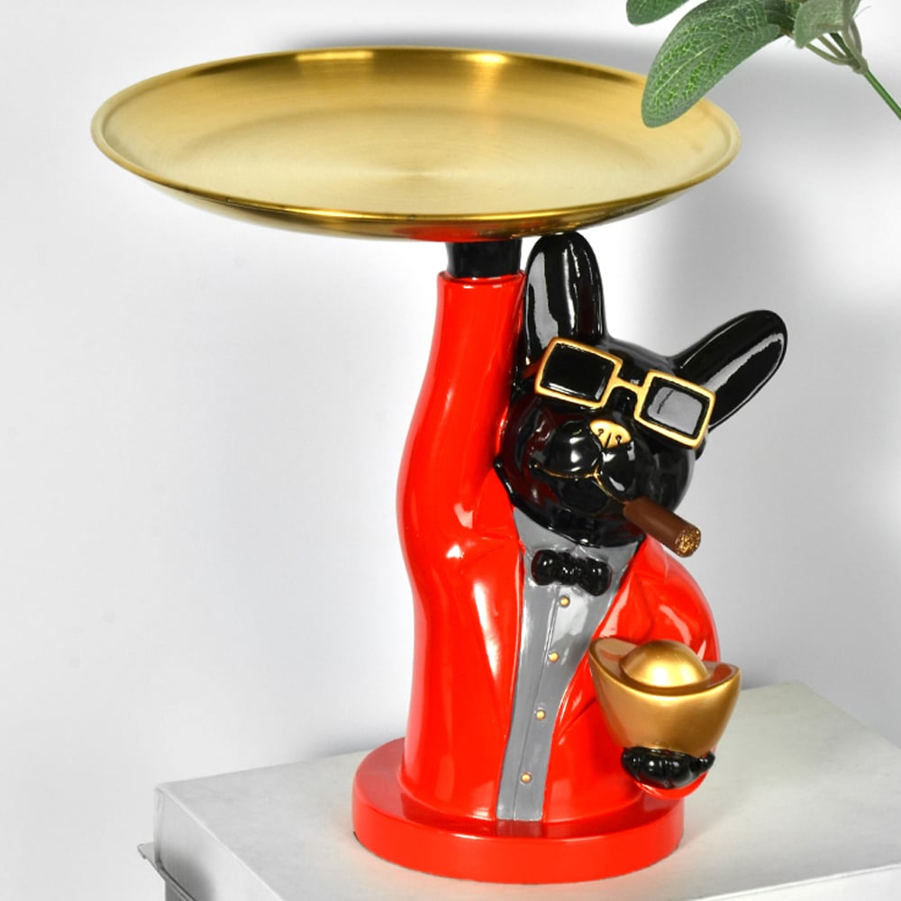 Gold and Black Desk Organizer with Tray Animal Sculpture window image